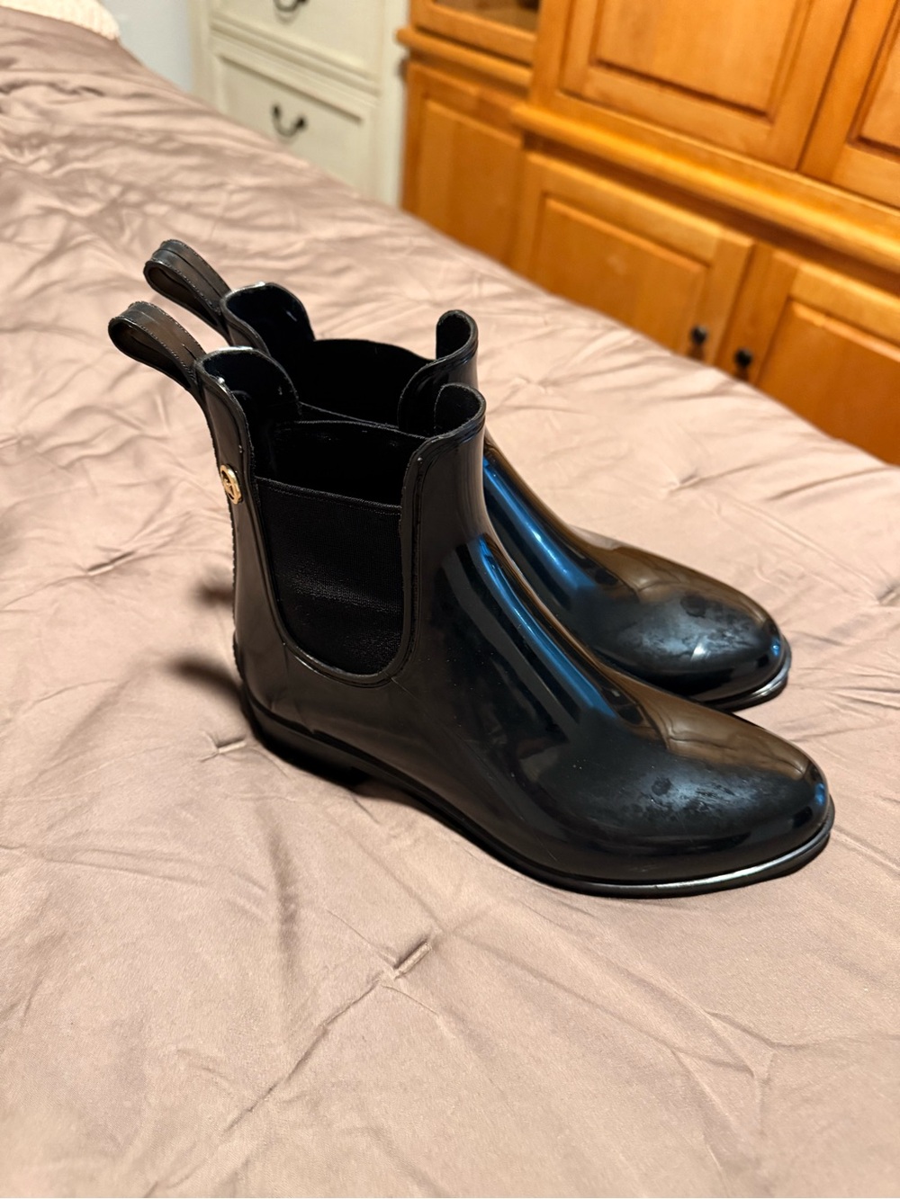 Black Glossy Michael Kors Rain Boots